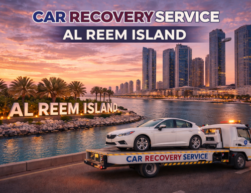 Car recovery at sunset on Al Reem Island