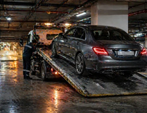 Basement pullout service in Abu Dhabi recovering car from underground parking