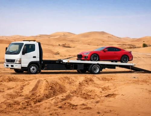 Desert pullout service in Abu Dhabi recovering car from sand dunes
